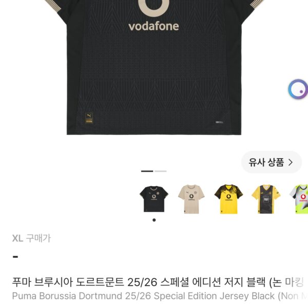 푸마 브루시아 도르트문트 25/26 스페셜 에디션 저지 블랙 (논 마킹 버전)